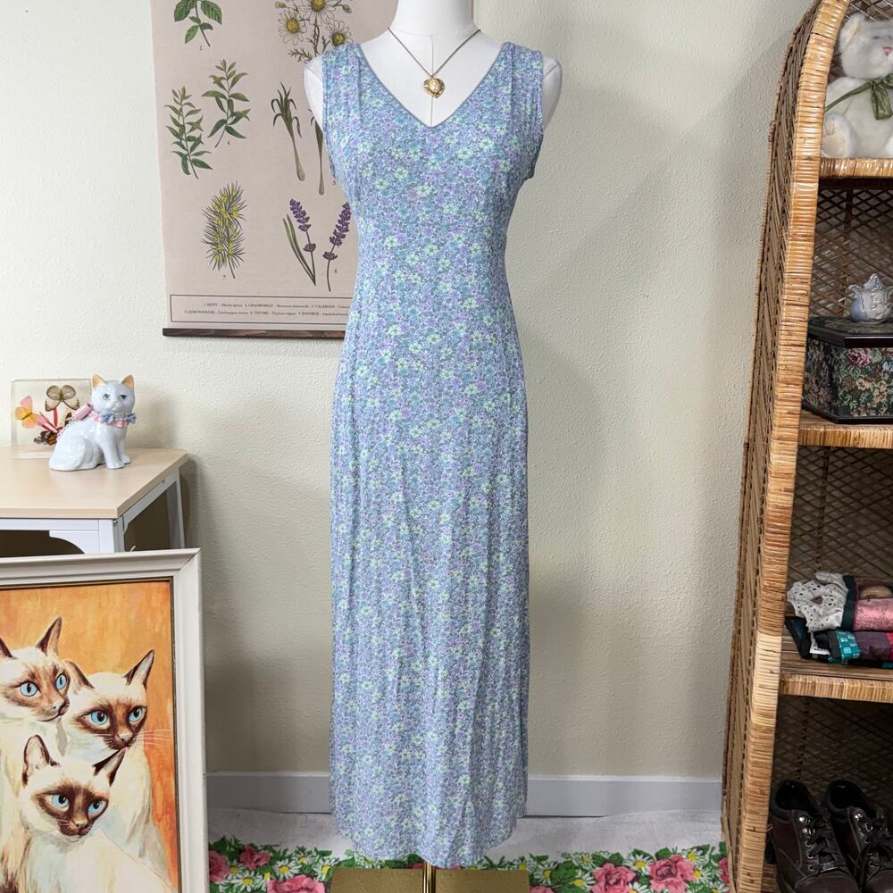 Vintage Y2k Floral  Maxi Dress Fairy Cottage Garden Party Coastal Grandma M 8
